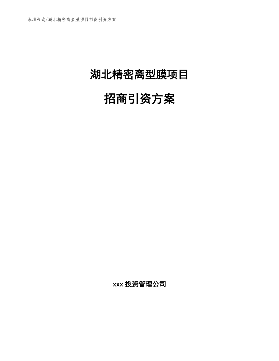 湖北精密离型膜项目招商引资方案【模板参考】_第1页