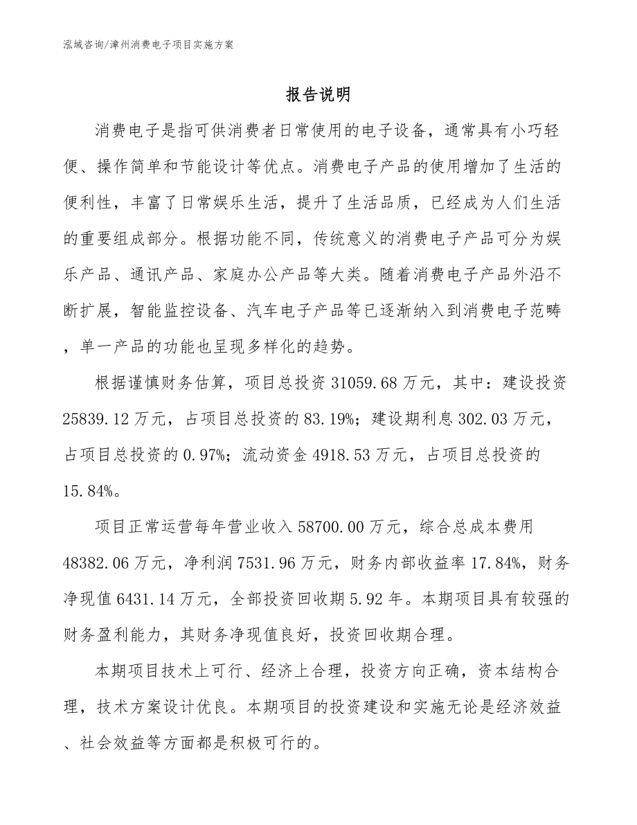漳州消费电子项目实施方案（模板）_第1页