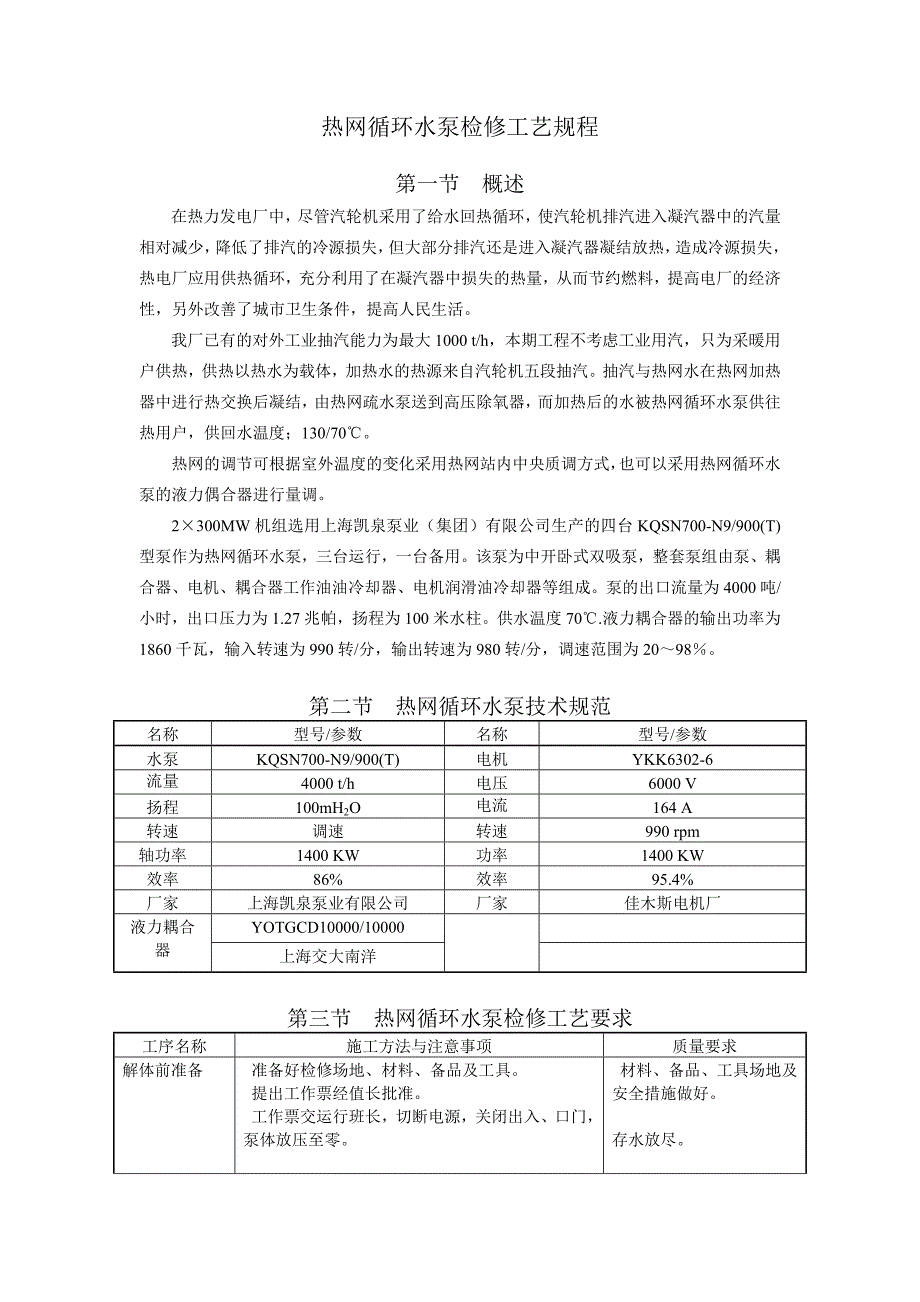 熱網(wǎng)循環(huán)水泵檢修工藝規(guī)程_第1頁(yè)