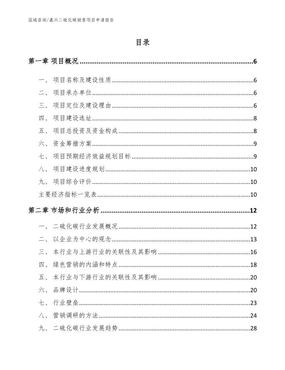 嘉兴二硫化碳销售项目申请报告【模板范本】_第1页