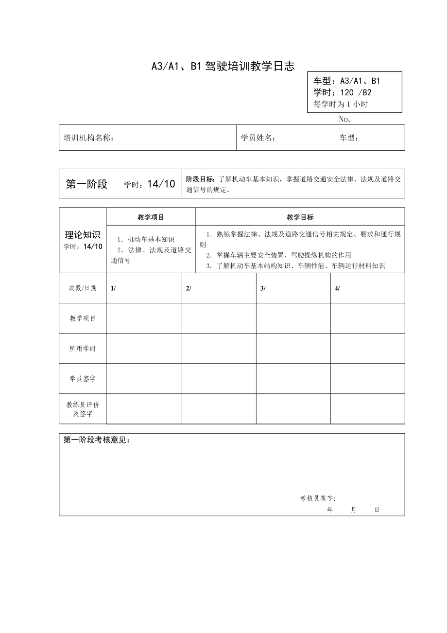 机动车驾驶员培训新大纲+教学日志_第1页