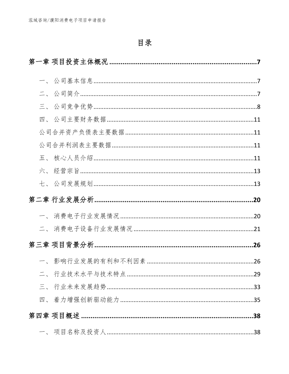 濮阳消费电子项目申请报告_第1页