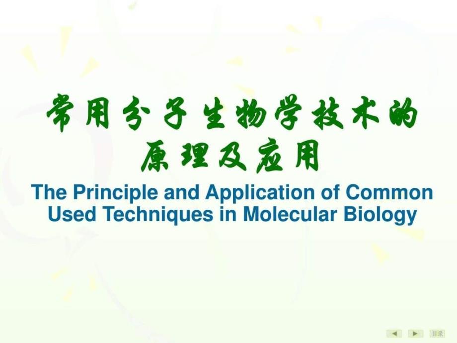 常用分子生物学技术的原理及其应用图文课件_第1页