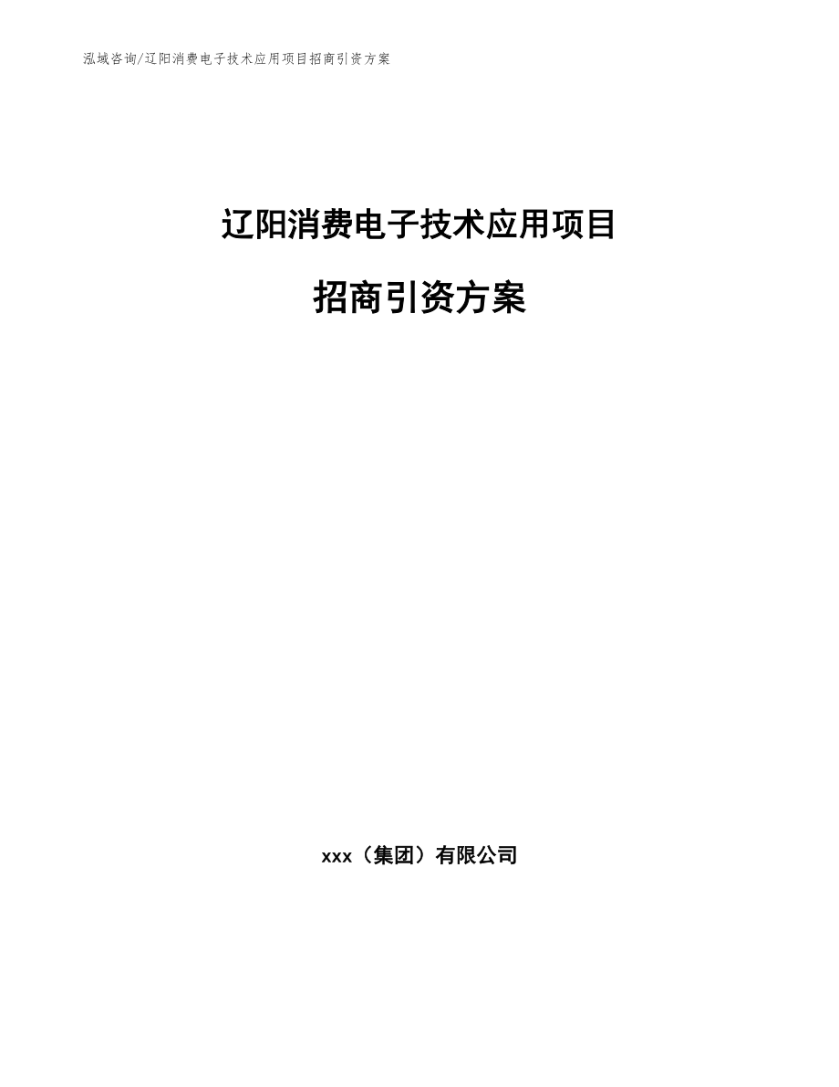 辽阳消费电子技术应用项目招商引资方案_模板范本_第1页