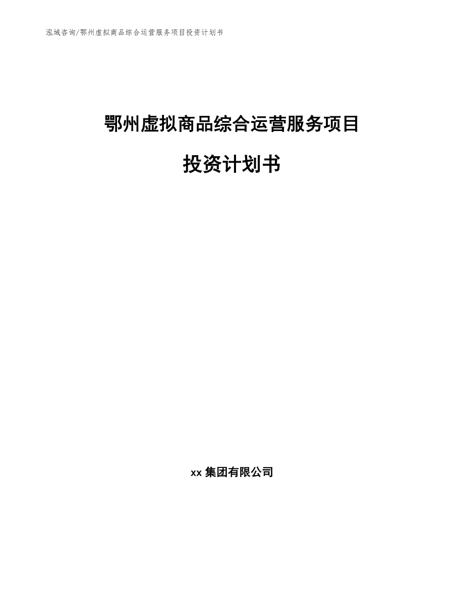 鄂州虚拟商品综合运营服务项目投资计划书【范文参考】_第1页