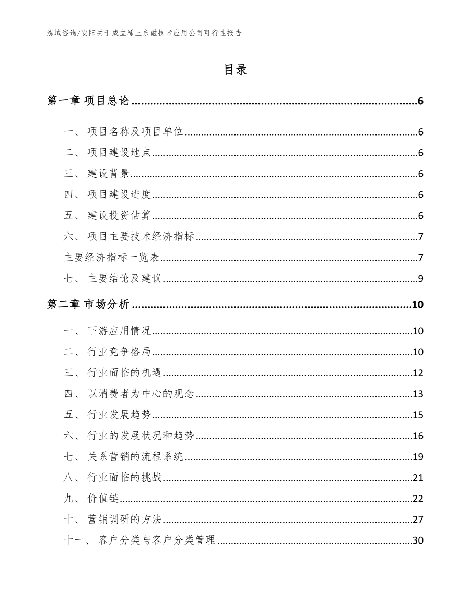 安阳关于成立稀土永磁技术应用公司可行性报告【模板范本】_第1页