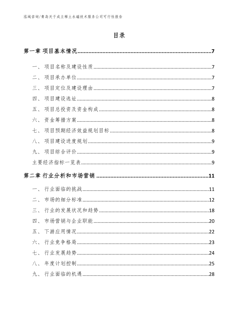 淄博关于成立稀土永磁技术服务公司可行性报告（模板）_第1页