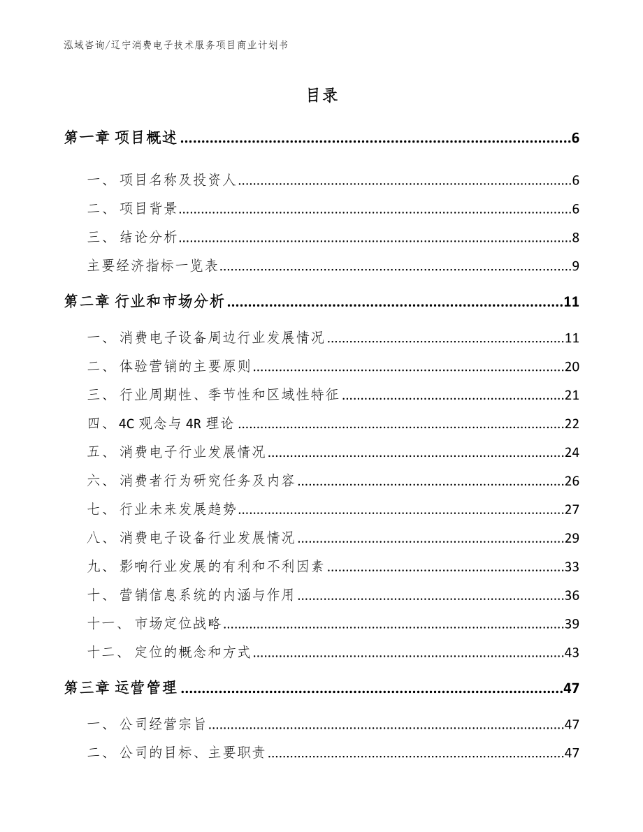 辽宁消费电子技术服务项目商业计划书_第1页