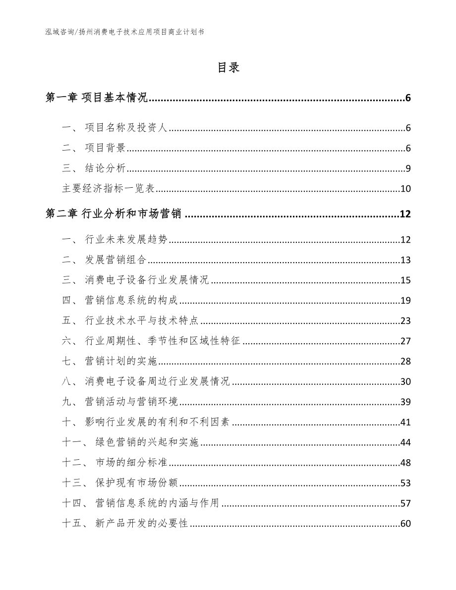 扬州消费电子技术应用项目商业计划书【模板范文】_第1页