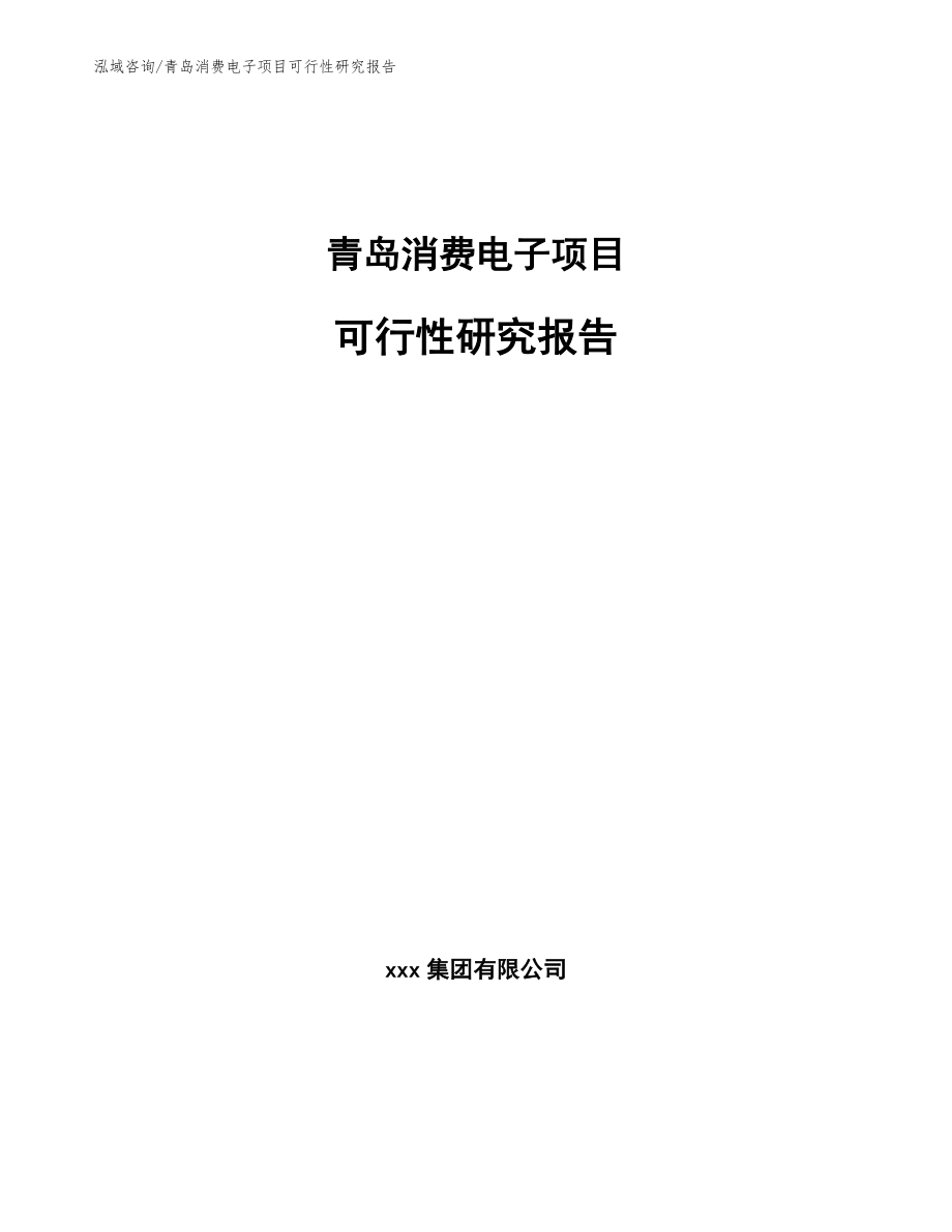 青岛消费电子项目可行性研究报告【范文参考】_第1页