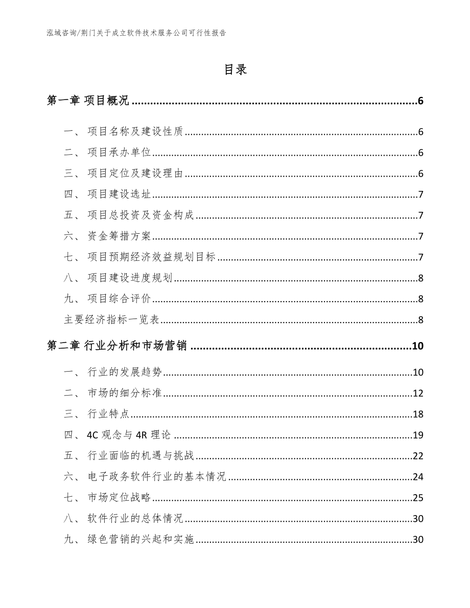 荆门关于成立软件技术服务公司可行性报告_模板范本_第1页