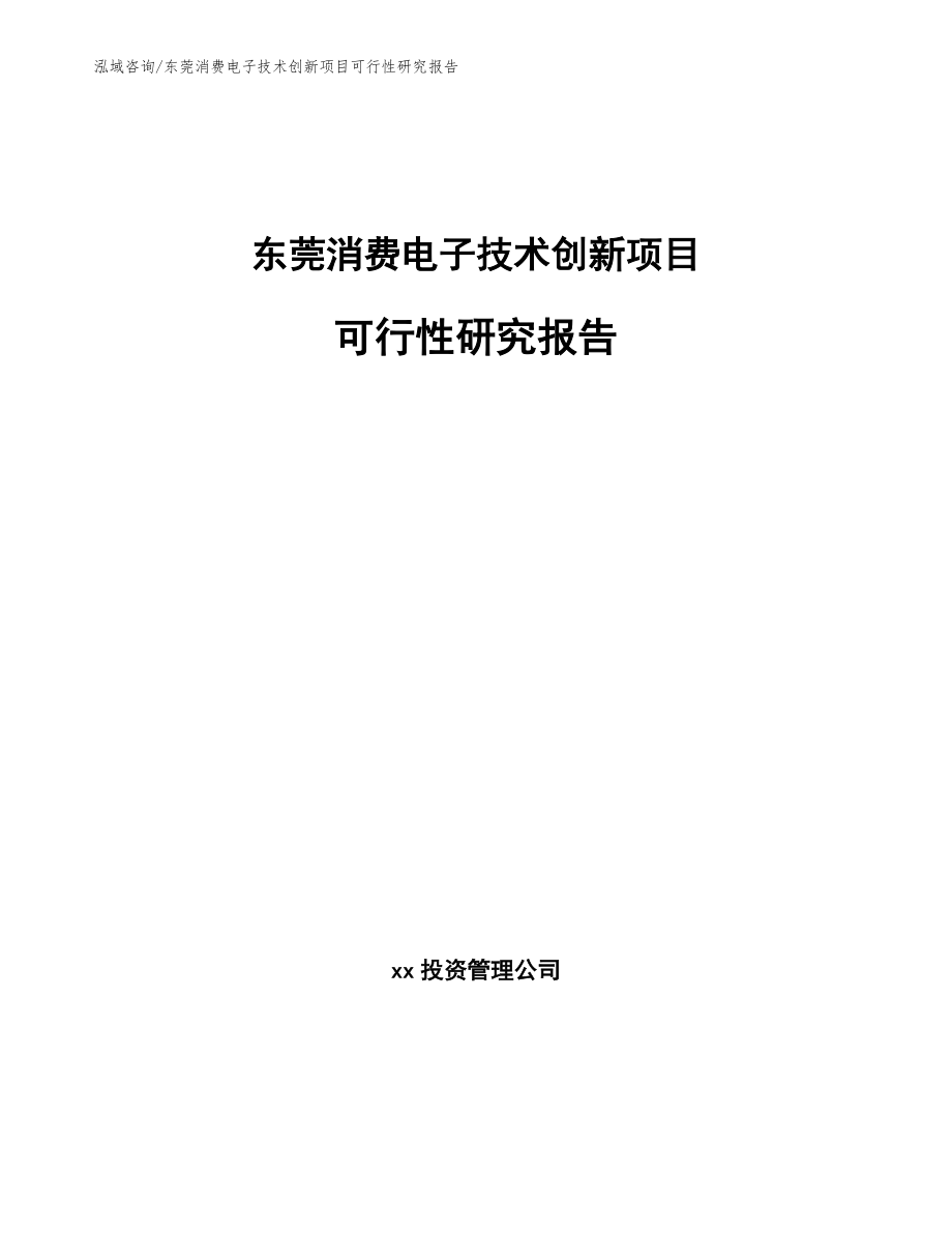 东莞消费电子技术创新项目可行性研究报告范文参考_第1页