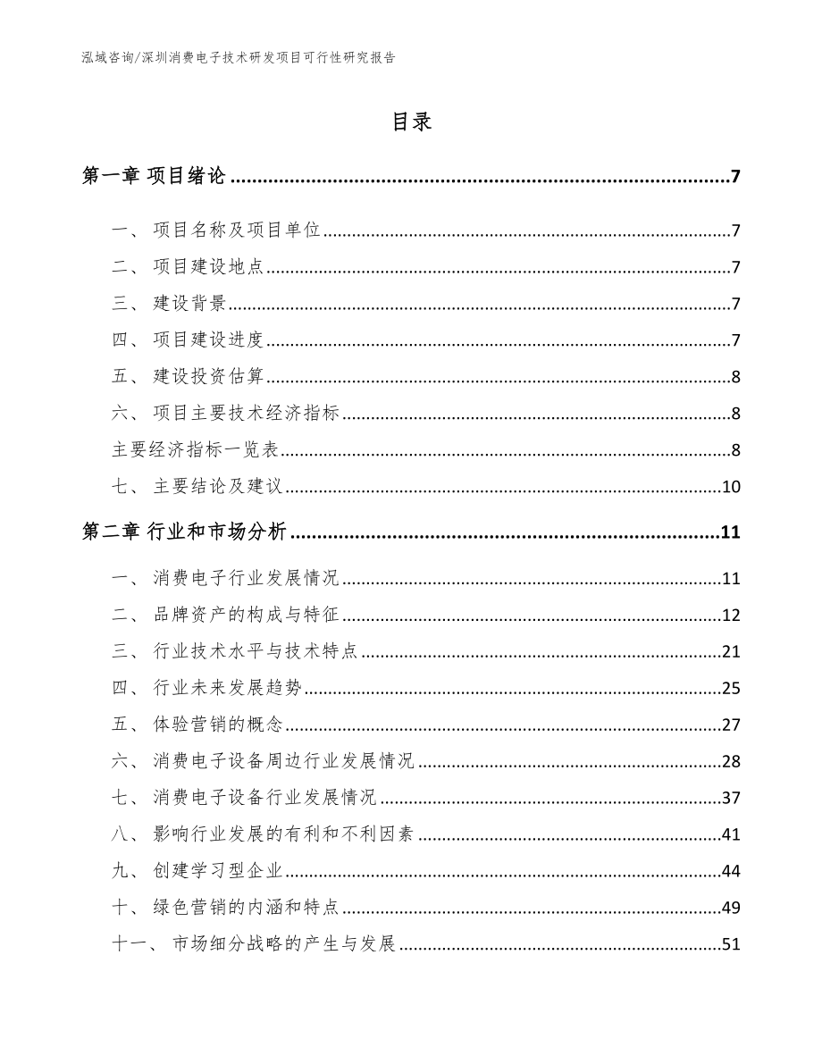 深圳消费电子技术研发项目可行性研究报告（范文模板）_第1页