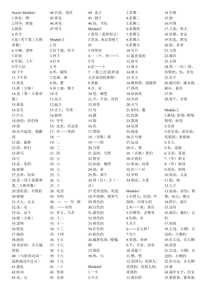 2012年版单词汉语初一新标准英语上