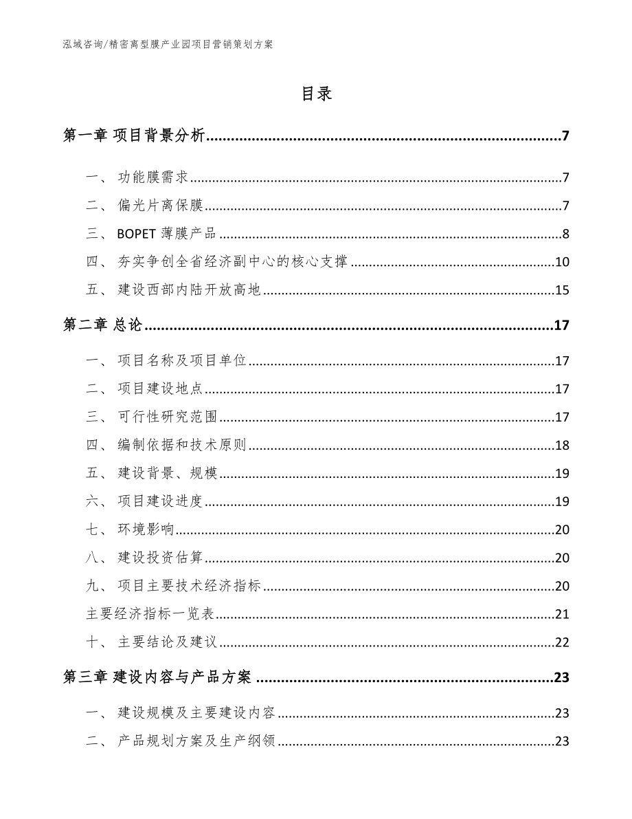 精密离型膜产业园项目营销策划方案_第1页