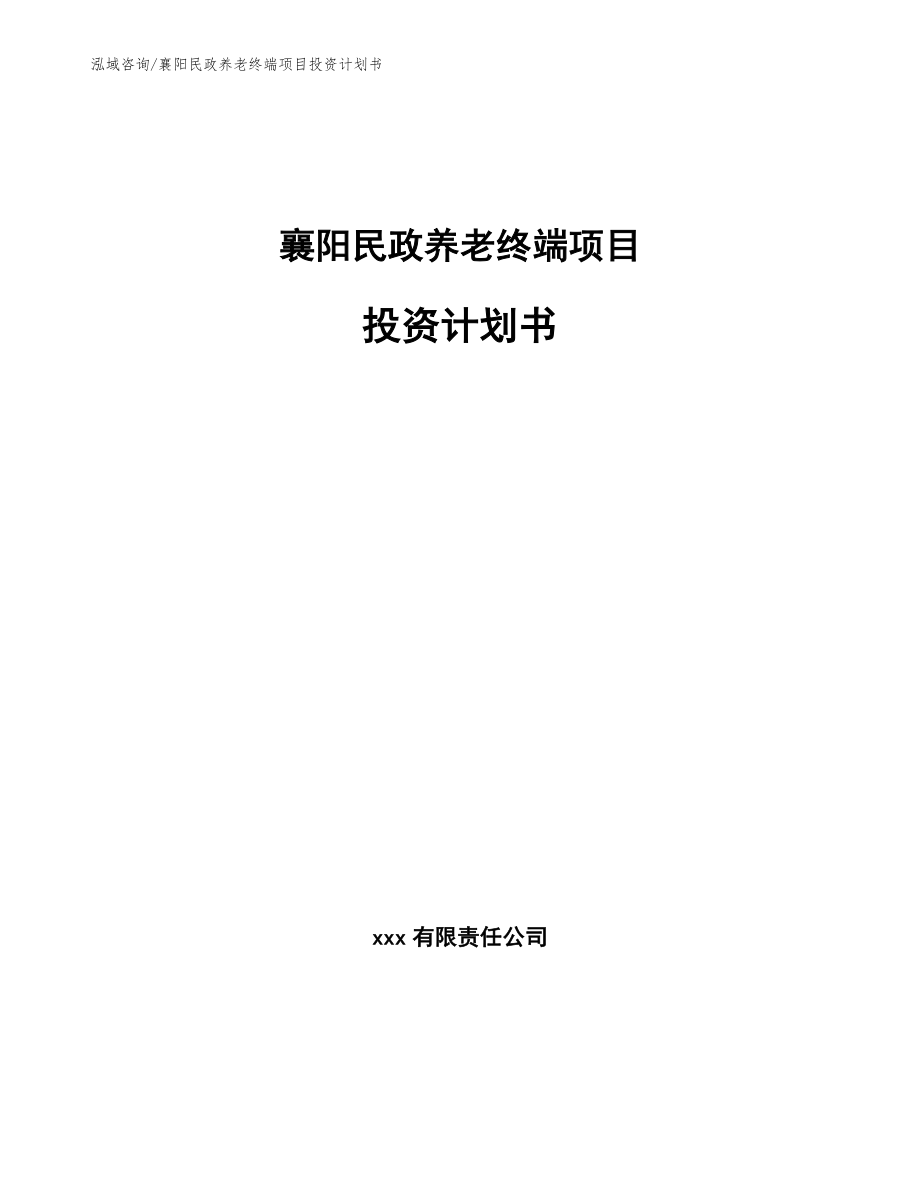襄阳民政养老终端项目投资计划书（范文模板）_第1页