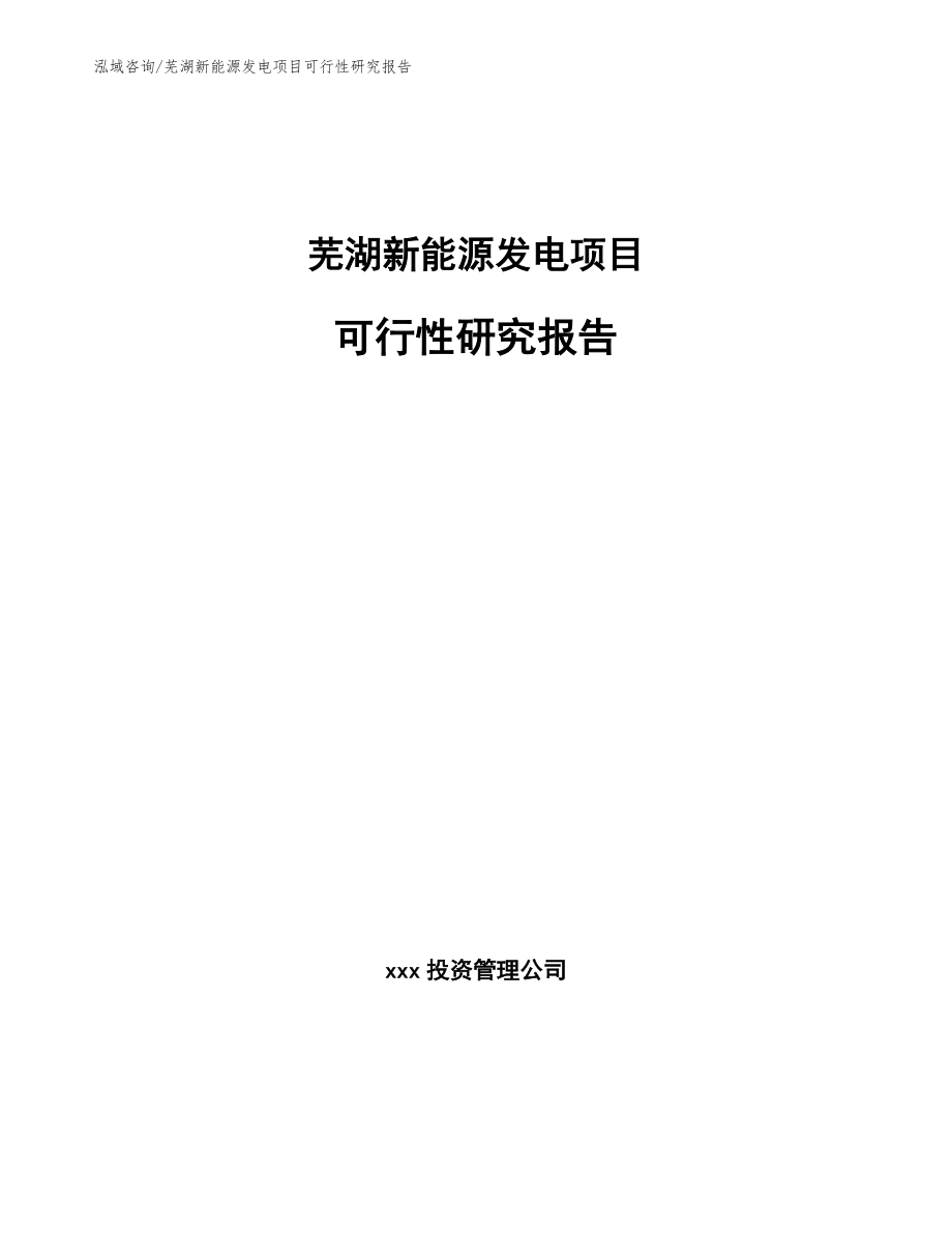 芜湖新能源发电项目可行性研究报告（模板范文）_第1页