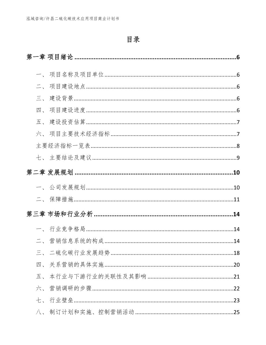 漯河二硫化碳技术应用项目商业计划书_第1页