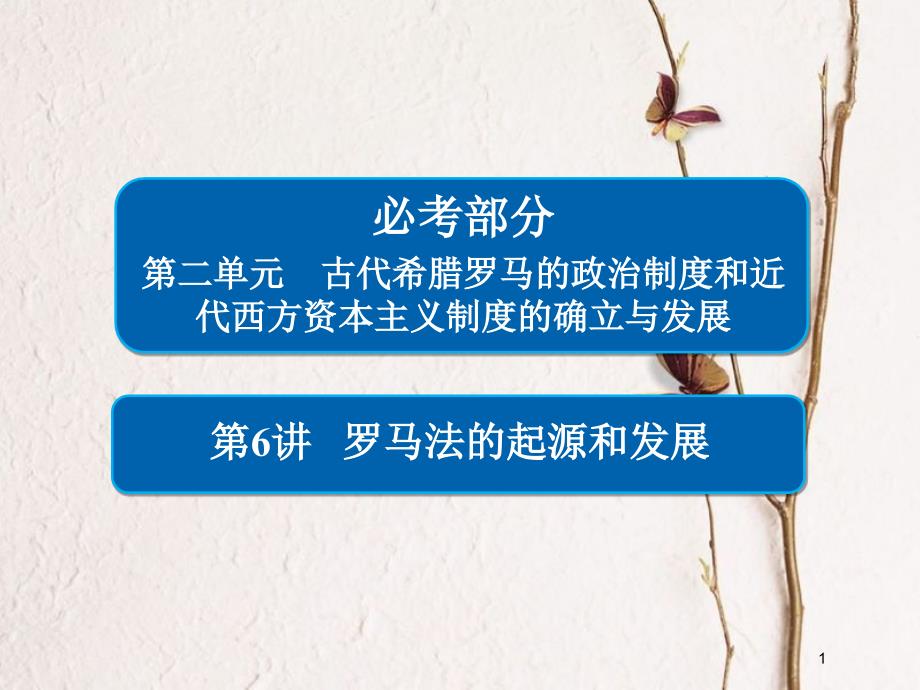 2019届高考历史一轮复习 第二单元 古代希腊罗马的政治制度和近代西方资本主义制度的确立与发展 6 罗马法的起源和发展课件 新人教版_第1页