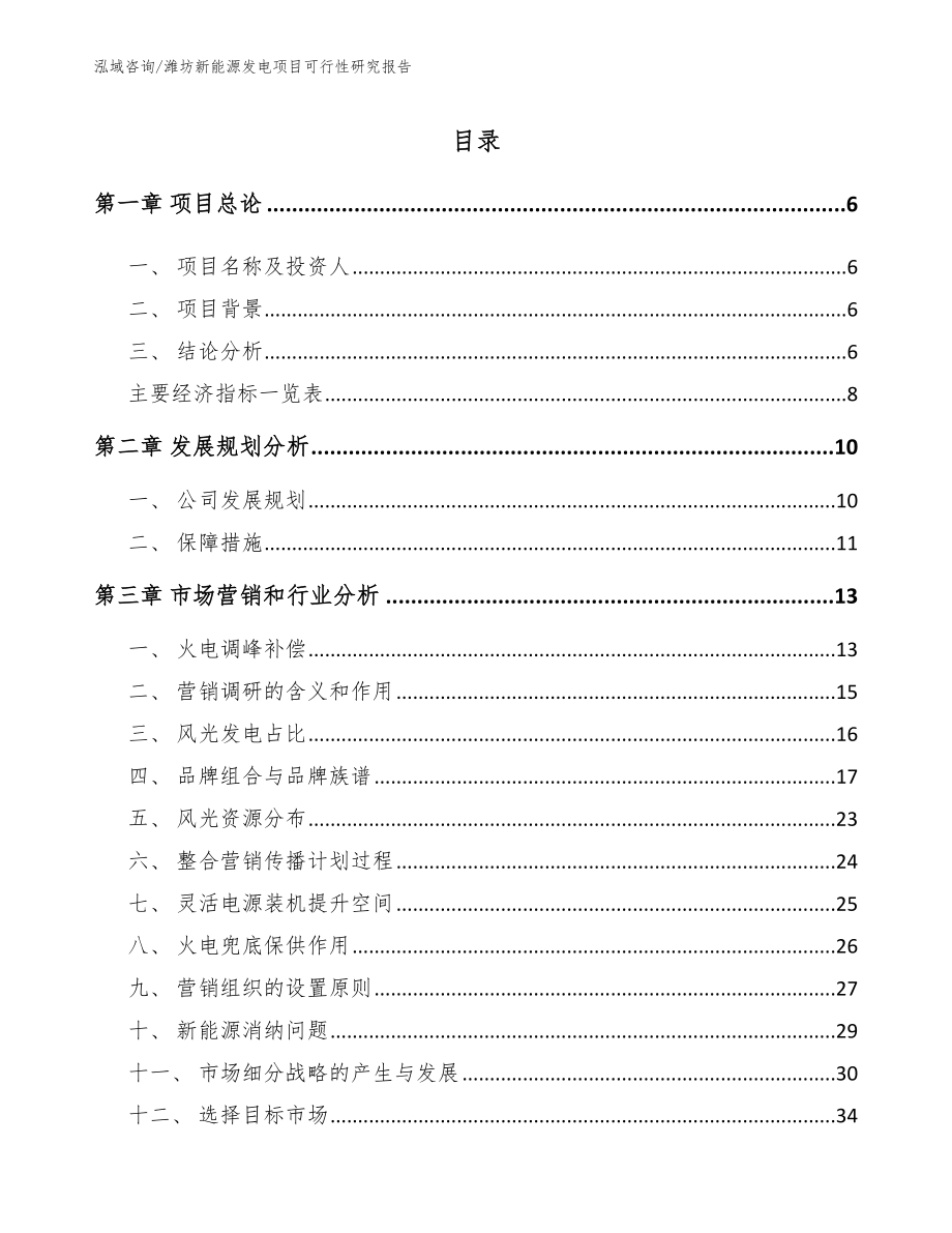 潍坊新能源发电项目可行性研究报告（参考范文）_第1页