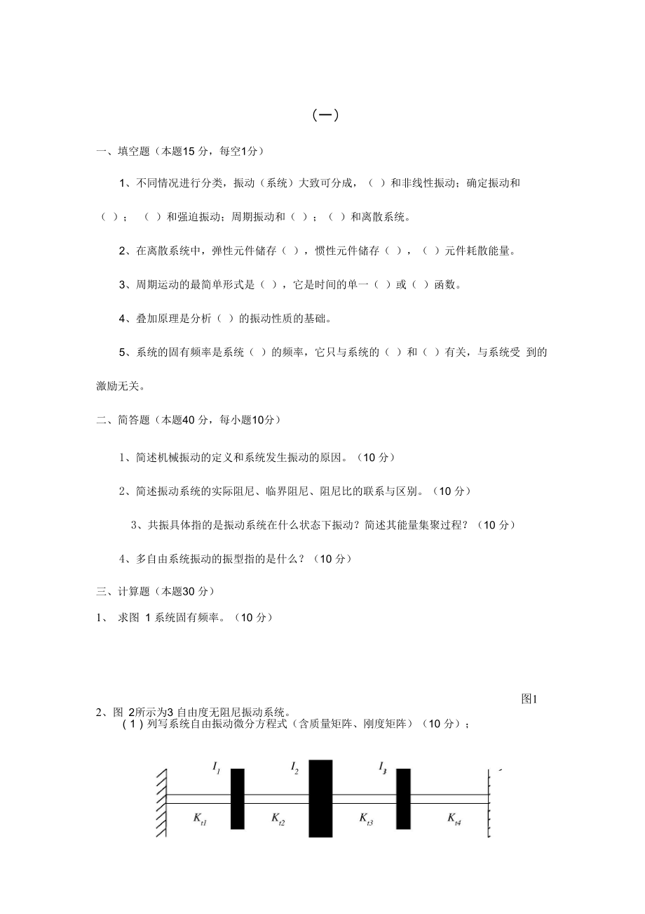 机械振动学复习精彩试题_第1页