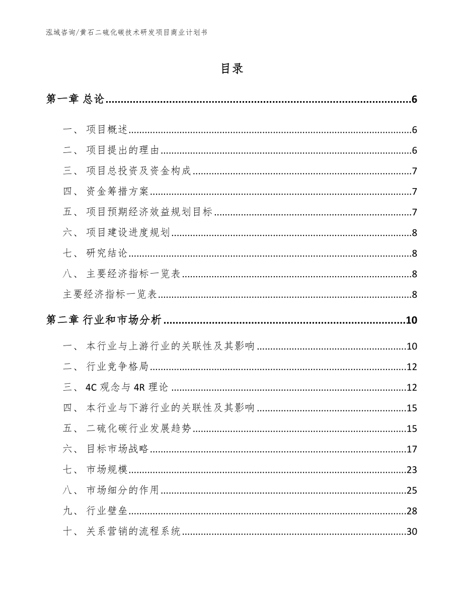黄石二硫化碳技术研发项目商业计划书（模板范本）_第1页