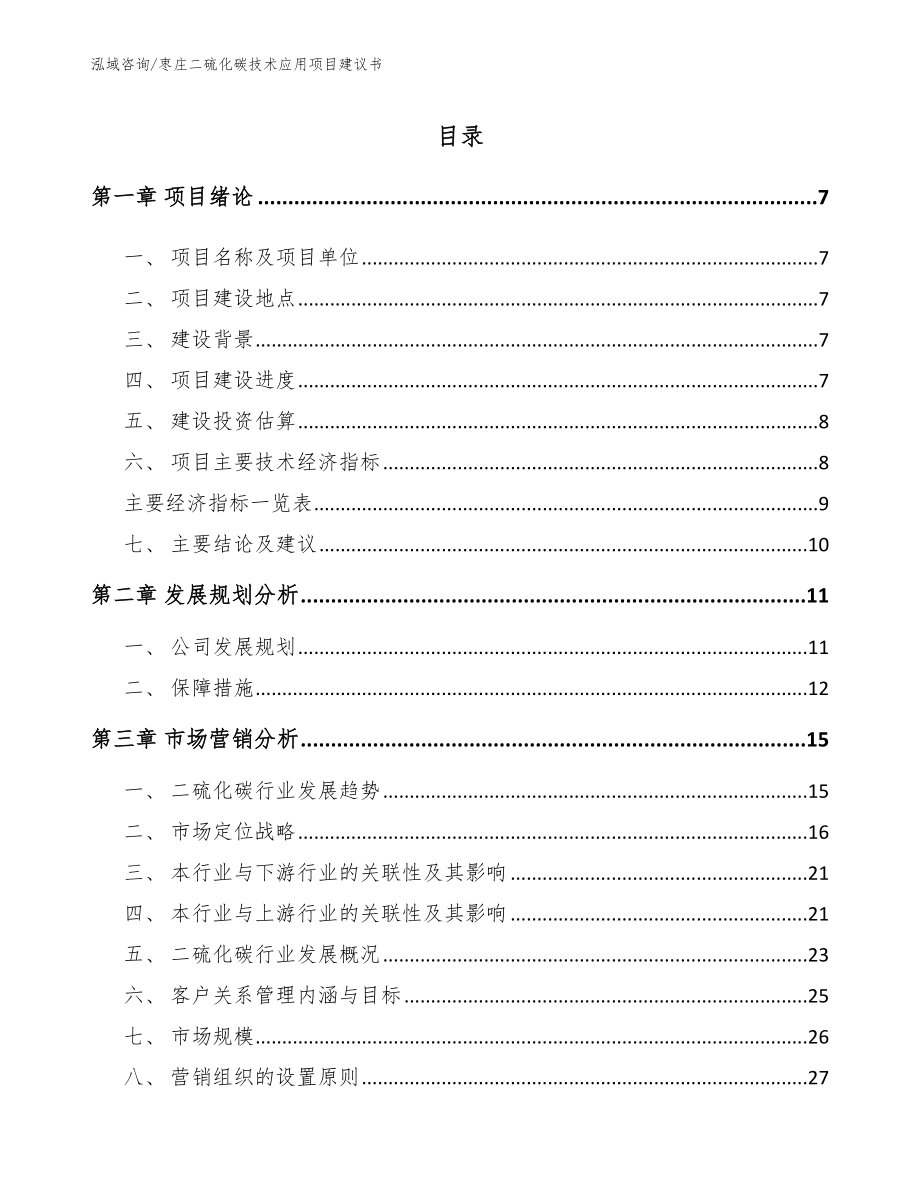 枣庄二硫化碳技术应用项目建议书（范文模板）_第1页