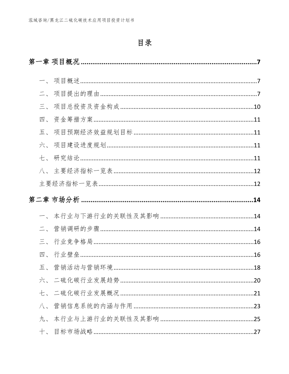 黑龙江二硫化碳技术应用项目投资计划书_第1页