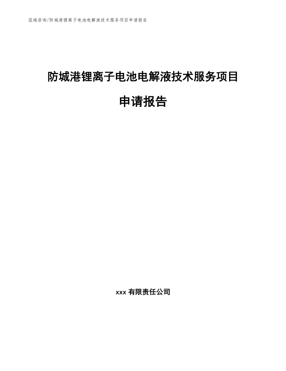 防城港锂离子电池电解液技术服务项目申请报告（模板范文）_第1页