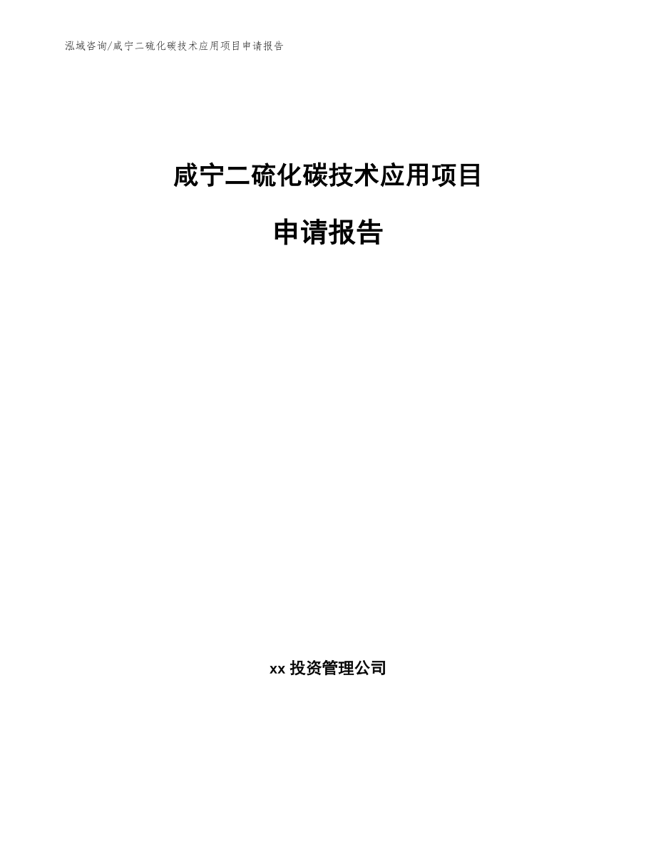 咸宁二硫化碳技术应用项目申请报告【范文】_第1页