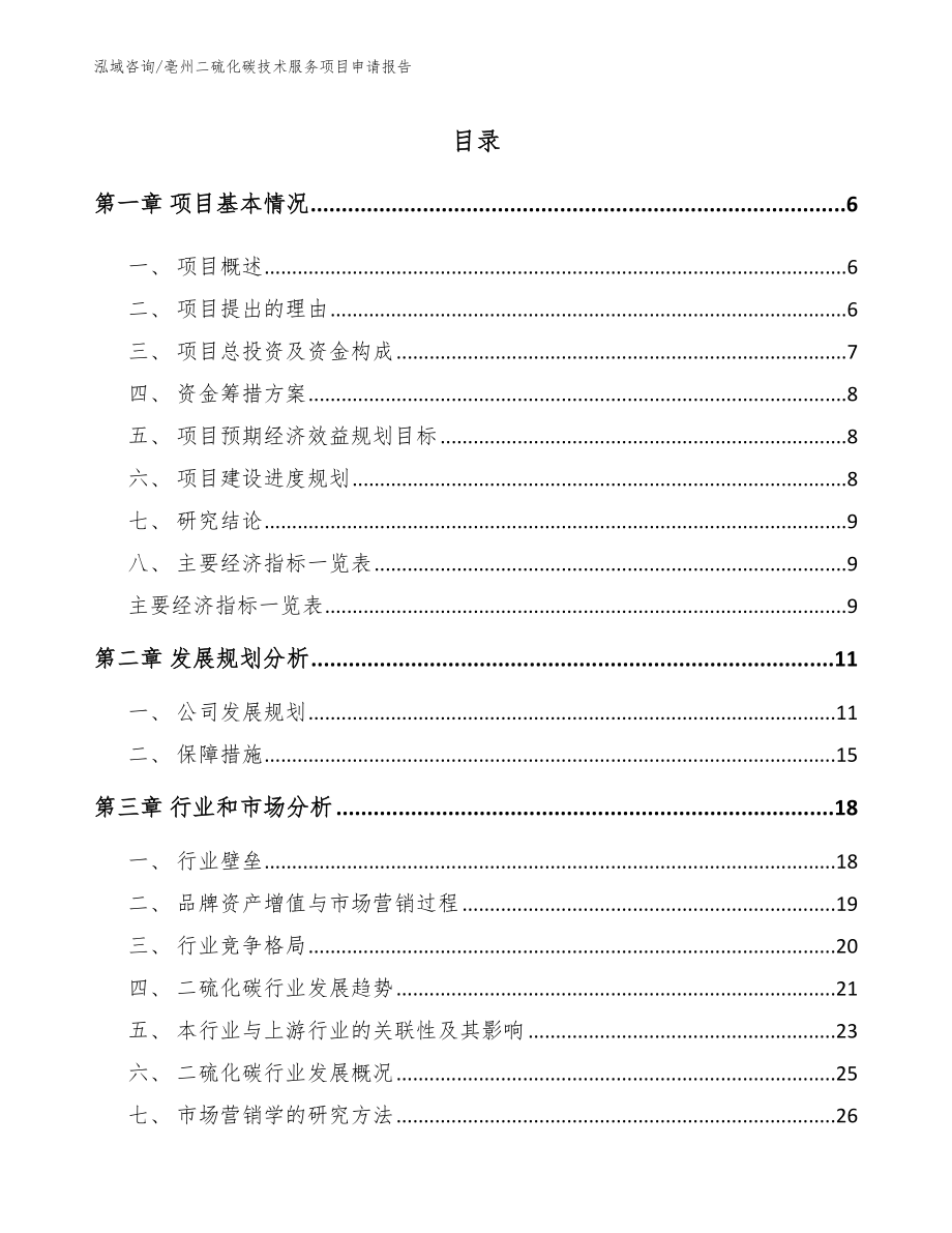 亳州二硫化碳技术服务项目申请报告_第1页