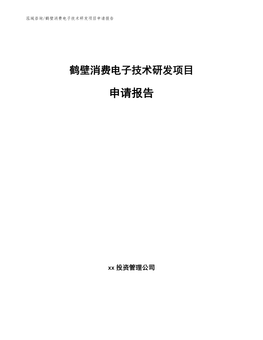 鹤壁消费电子技术研发项目申请报告_第1页