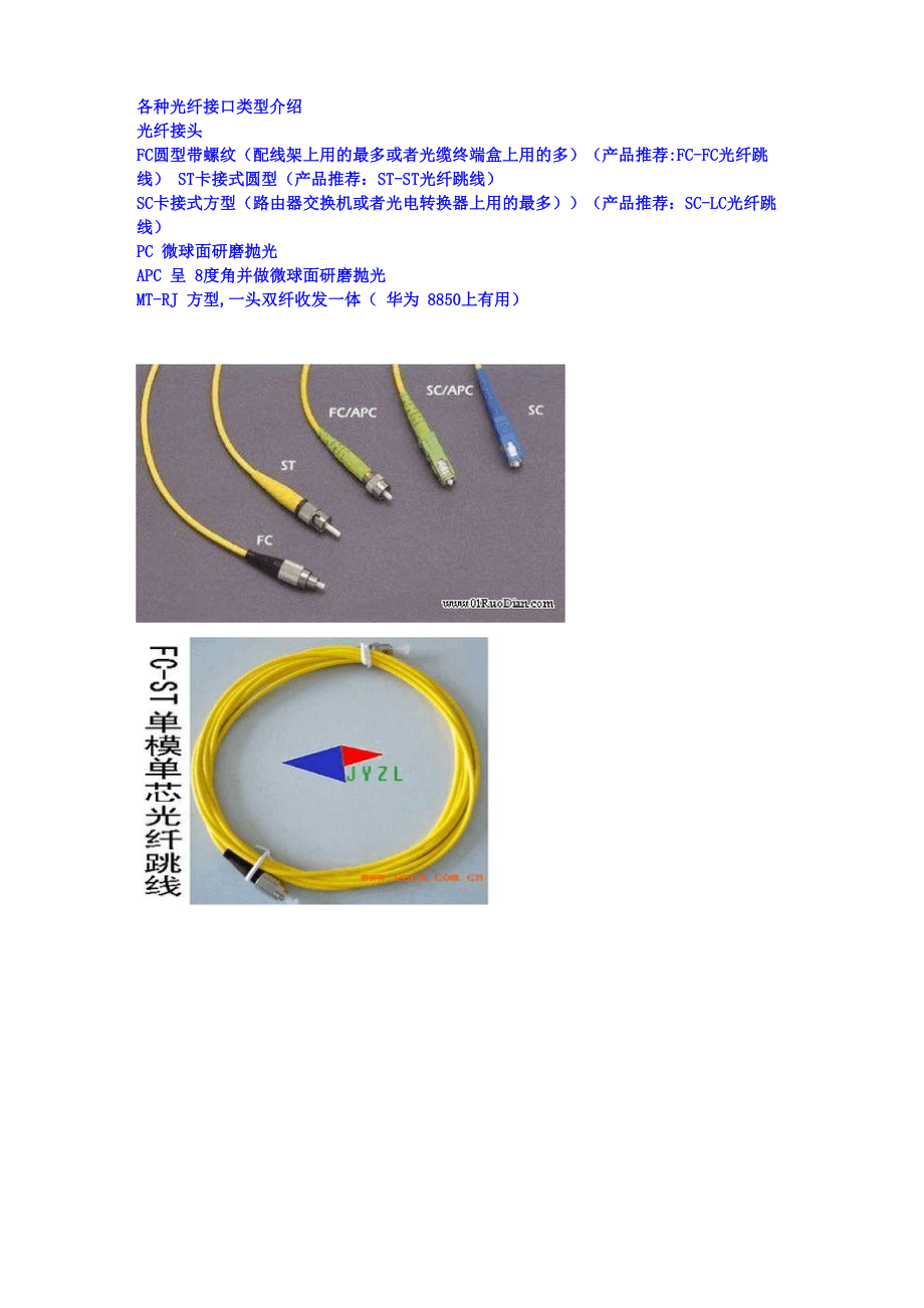 光纤跳线种类!_第1页