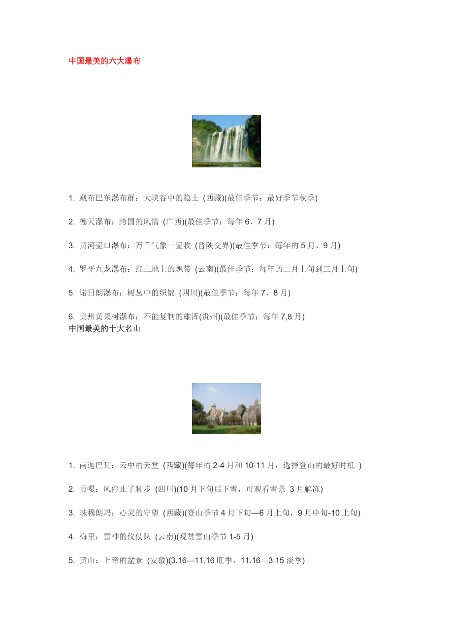 中国最美的六大瀑布_第1页