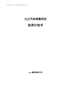 九江汽车销售项目投资计划书_参考模板
