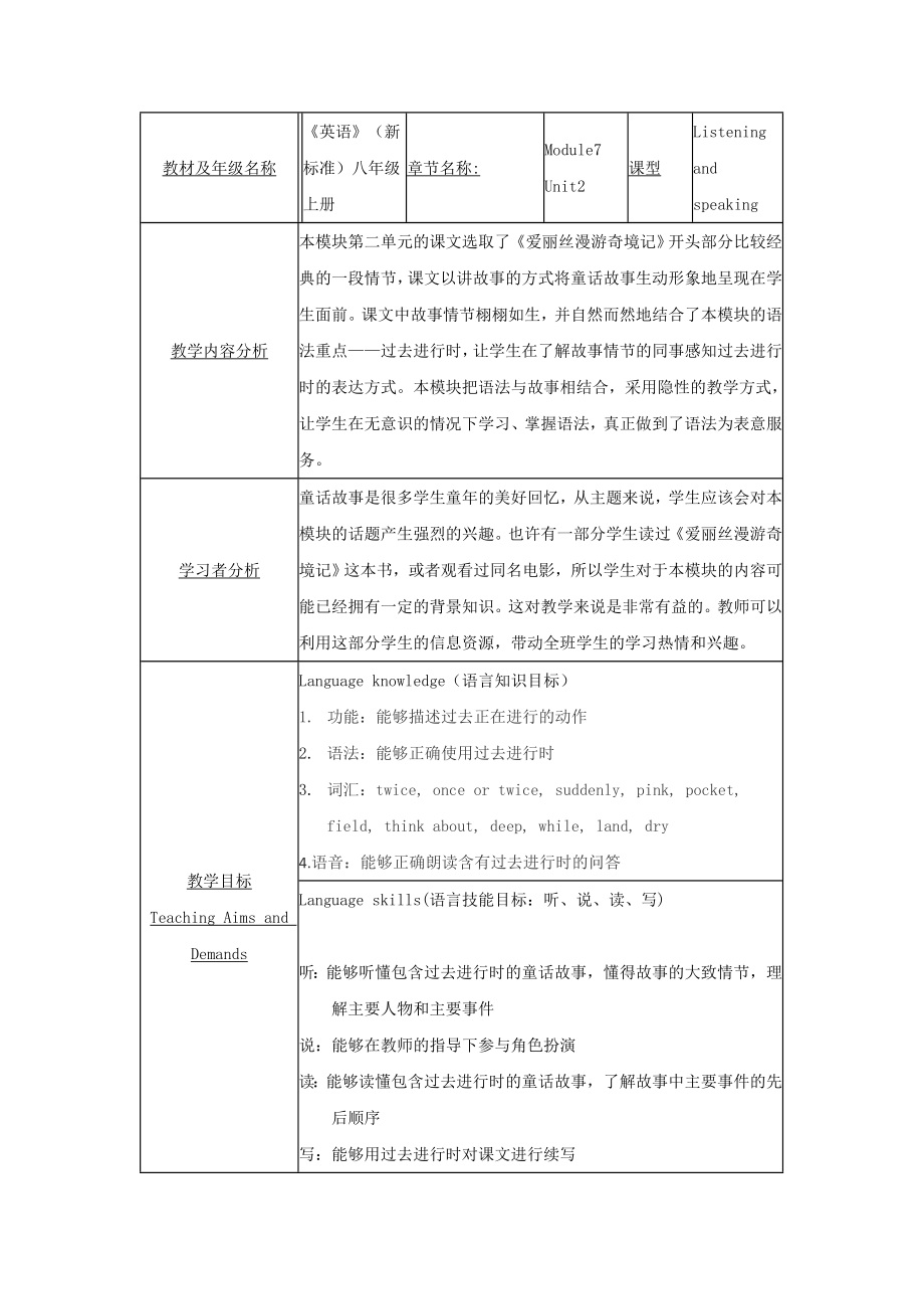 《英语》（新标准）八年级上册M7U2教学设计大庆市第八中学扈英华_第1页
