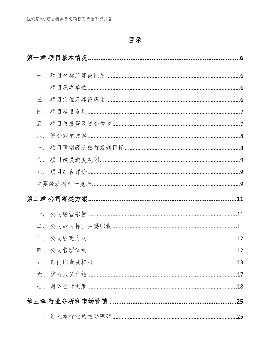 烟台模具研发项目可行性研究报告【范文模板】_第1页