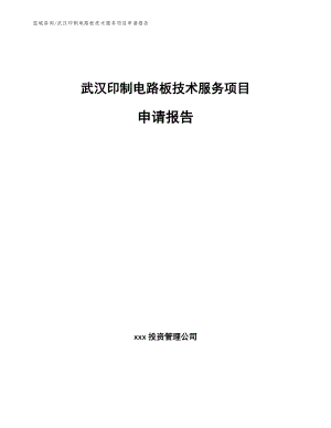 武汉印制电路板技术服务项目申请报告（模板参考）