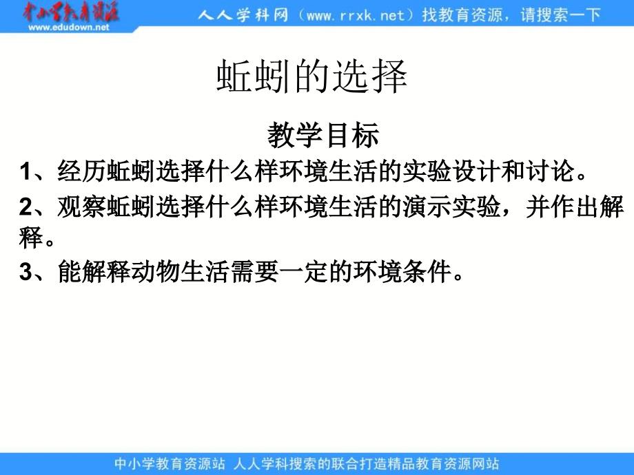 教科小学科学五年级上册《1.4、蚯蚓的选择》PPT(2)教学课件设计_第1页