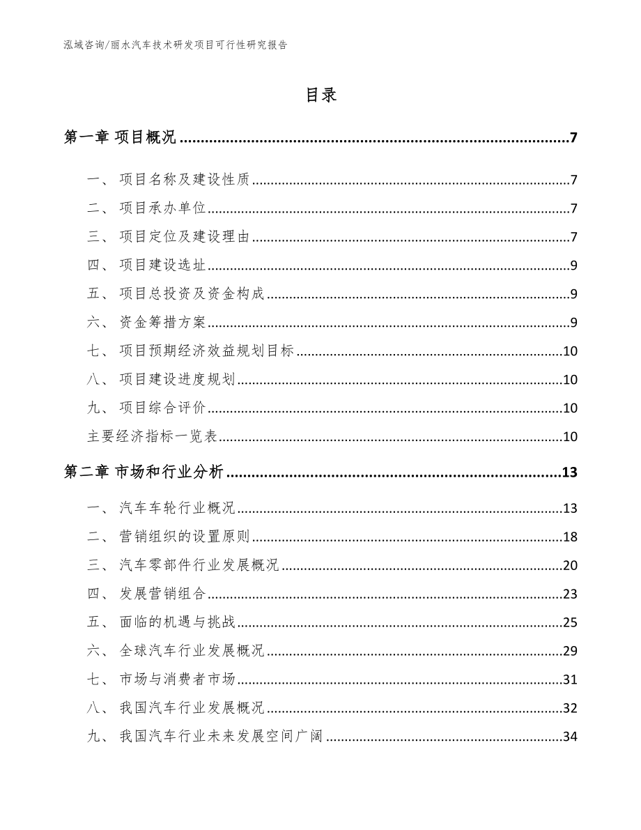 丽水汽车技术研发项目可行性研究报告【范文】_第1页