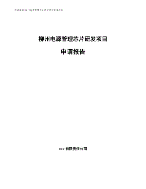 柳州电源管理芯片研发项目申请报告【参考范文】