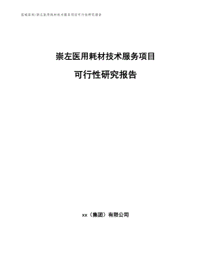 崇左医用耗材技术服务项目可行性研究报告