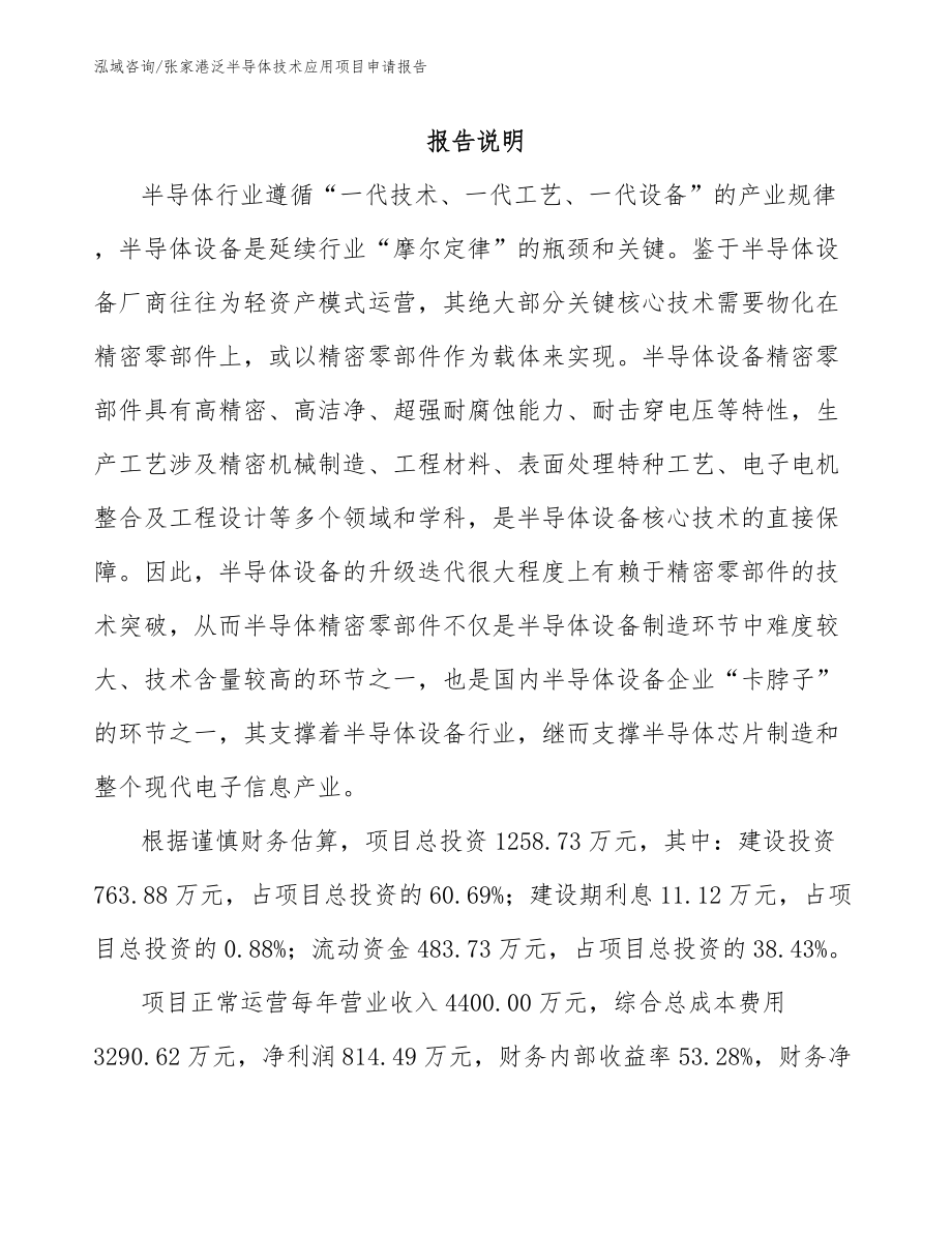 张家港泛半导体技术应用项目申请报告【范文参考】_第1页