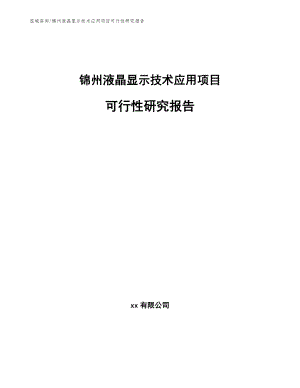 锦州液晶显示技术应用项目可行性研究报告