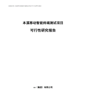 本溪移动智能终端测试项目可行性研究报告模板参考