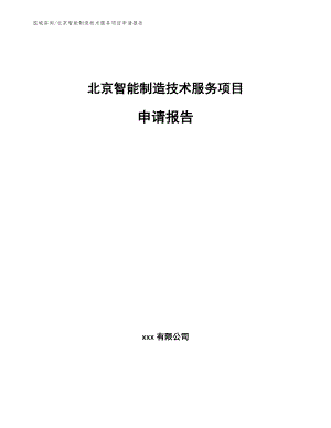北京智能制造技术服务项目申请报告（范文）