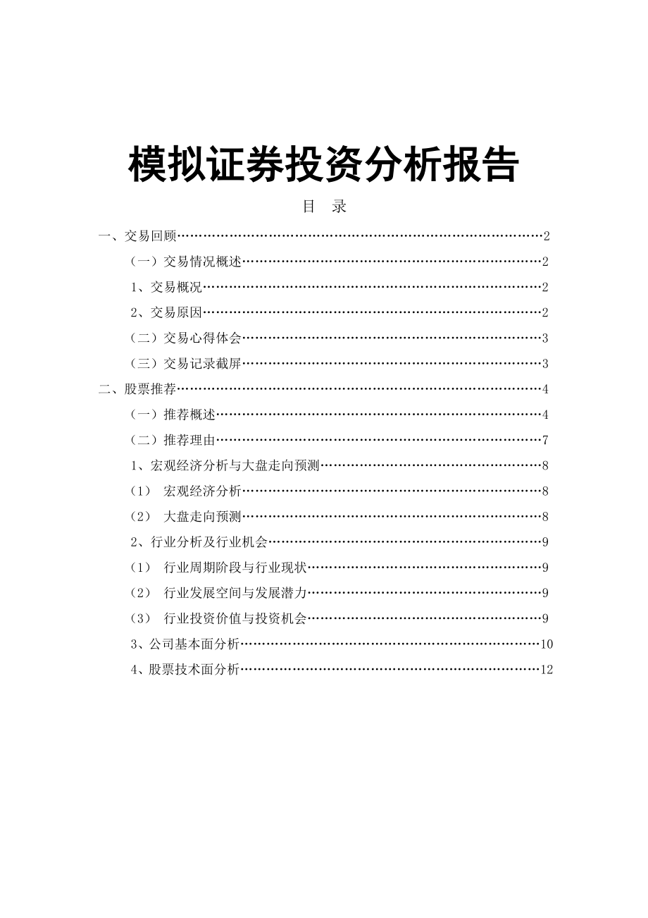 模拟证券分析报告_第1页