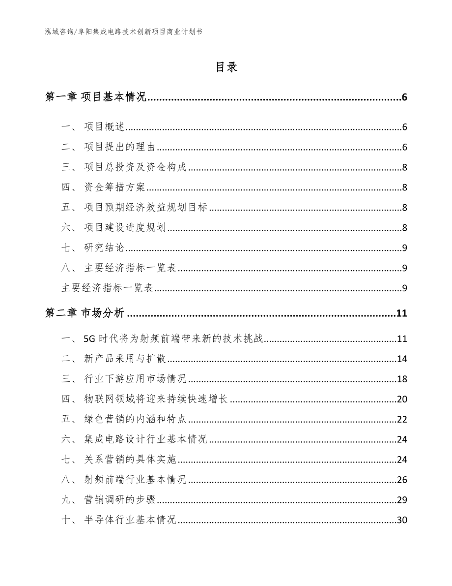 阜阳集成电路技术创新项目商业计划书_第1页