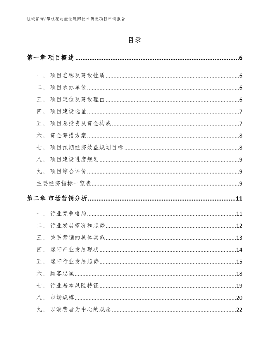 攀枝花功能性遮阳技术研发项目申请报告_模板范本_第1页