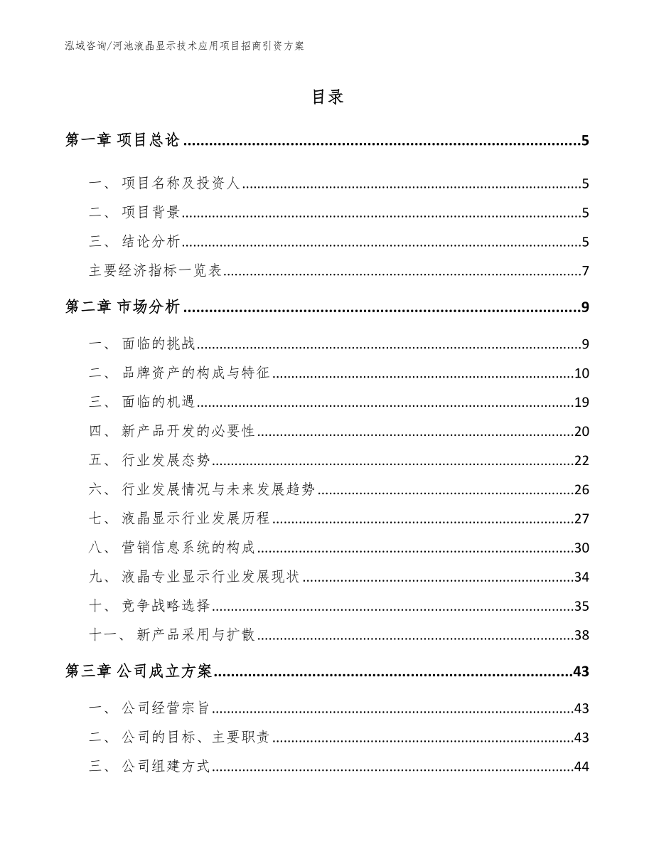 河池液晶显示技术应用项目招商引资方案_第1页